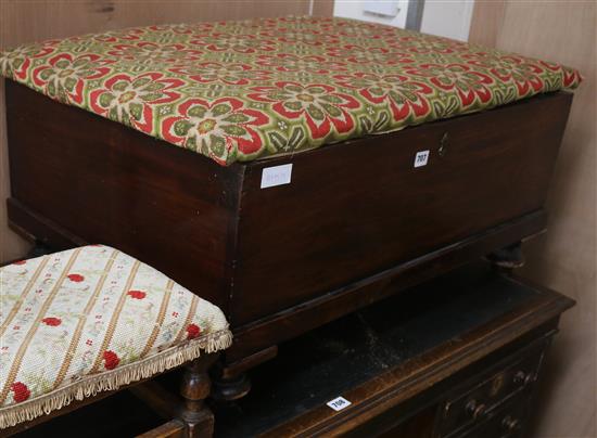 An upholstered top coffer, W.86cm